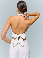 Halter Neck Bow Detail Crop Top