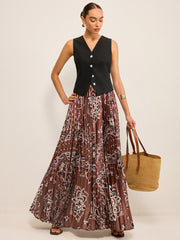Boho Pleated Maxi Skir