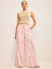 Boho Linen-Look Wide-Leg Pants