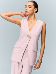 V-Neck Buttoned Detail Vest