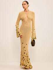 Knit Maxi Dress with Sequin Embellishments