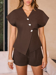 Cotton & Linen High-Waisted Pleated Shorts