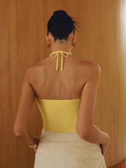 Ribbed Knit Halter Crop Top