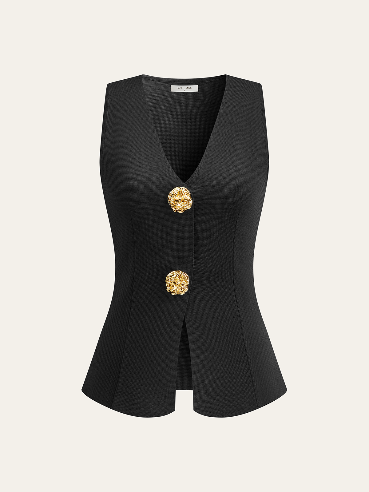 Metal Decor Sleeveless V-Neck Vest