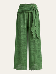 Wide-Leg Pants with Textured Pattern