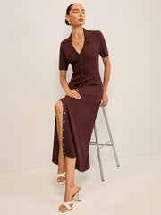 Pocketed Button-Front Maxi Dress