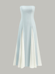 Color Block Detachable Strap Maxi Dress