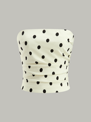 Polka Dot Ruched Strapless Top