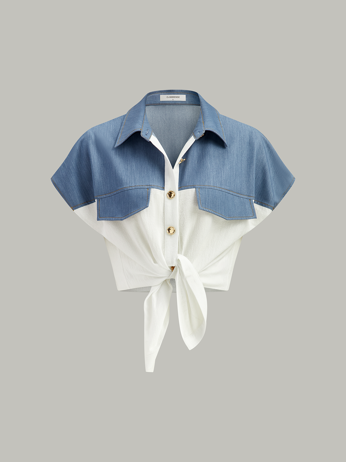 Color-Blocked Short-Sleeved Shirt