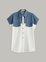 Color-Blocked Short-Sleeved Shirt