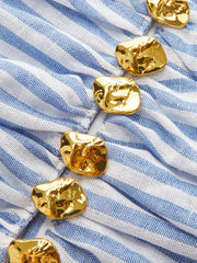 Striped Ruched Metal Decor Blouse