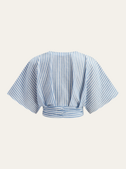 Striped Ruched Metal Decor Blouse
