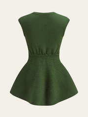 Cable Knit Peplum Sweater Vest