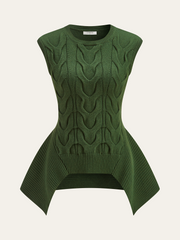 Cable Knit Peplum Sweater Vest