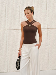 Metal Decor Cross-Strap Tank Top