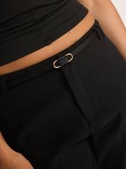 Metal Buckle PU Leather Thin Belt