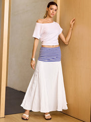Striped Waist Maxi Skirt