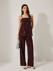 Cotton & Linen Pants Set With Pockets