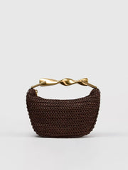 Woven Handbag With Twisted Gold Handle