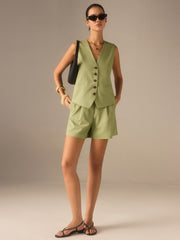 Linen & Cotton Pocketed Shorts