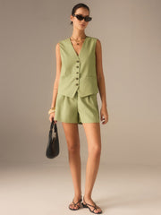 Linen & Cotton Buttoned Vest