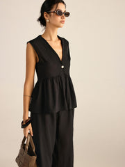 Ruffled Vest Pants Set