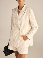 Striped Double-Breasted Blazer