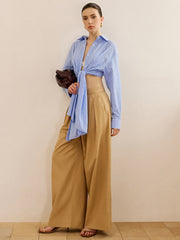 Oversized Striped Knotted Shirt
