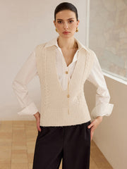 Cable Knit V-Neck Vest