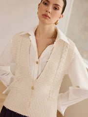 Cable Knit V-Neck Vest