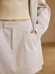 Semi-Sheer Linen-Blend Pleated Mini Skirt