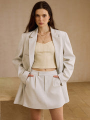 Linen-Blend Fitted Blazer