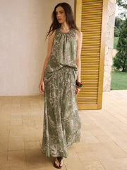 Boho Print Chiffon Halter Neck Top