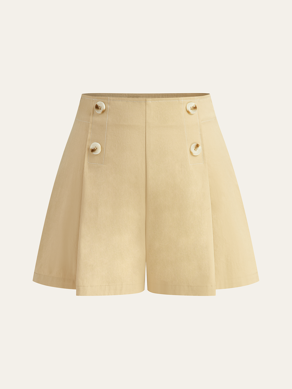 High-Waisted Button -Detail Wide-Leg Shorts