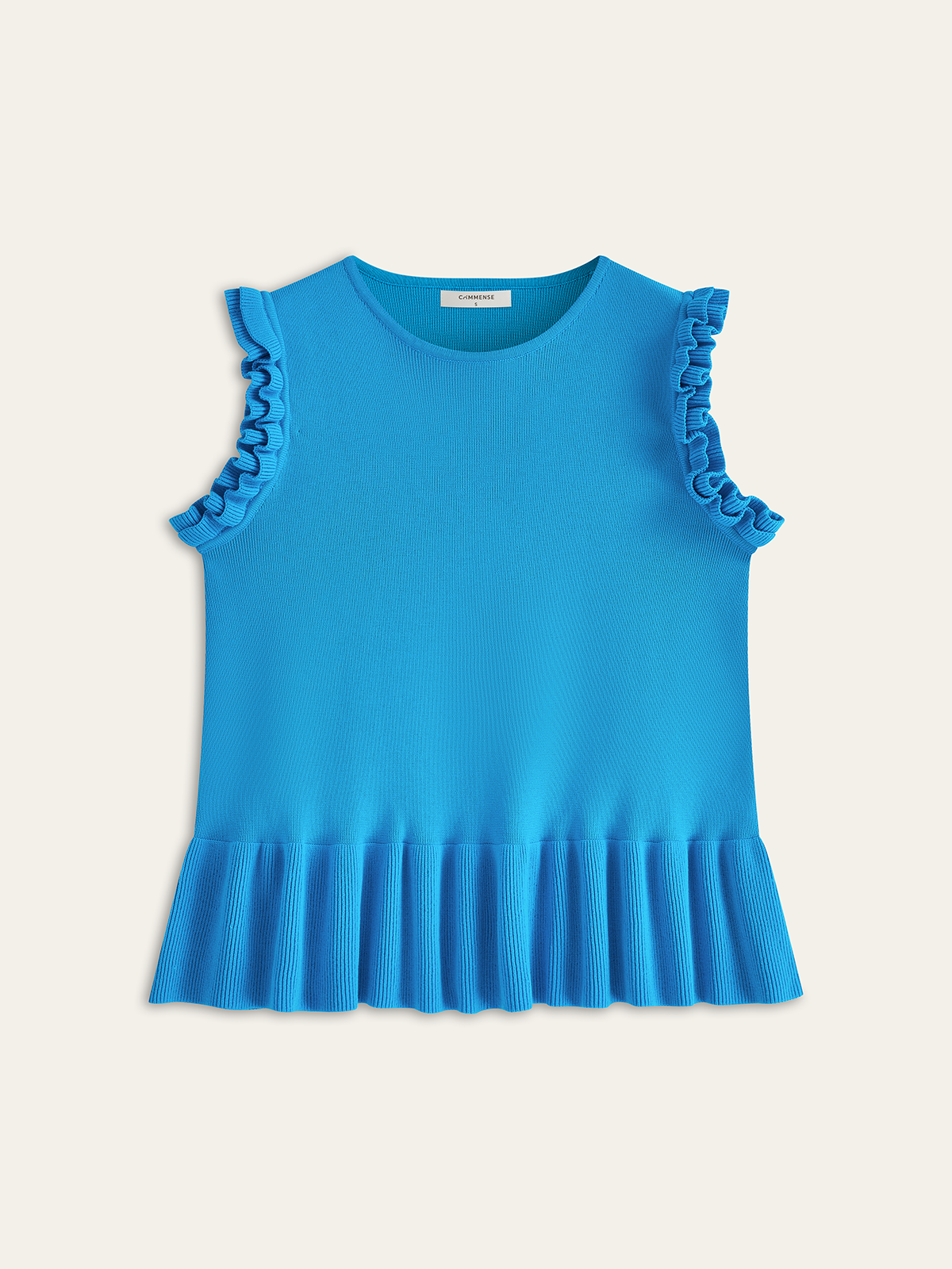 Ruffled Sleeve Peplum Hem Knit Top