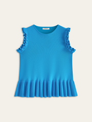 Ruffled Sleeve Peplum Hem Knit Top