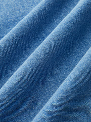 Semi-Sheer Halter Neck Cut-Out Denim Dress