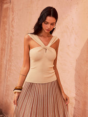 Twisted Neckline Knit Top