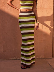 Striped Knit Maxi Skirt