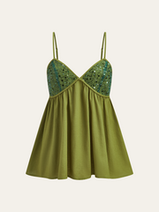 Sequin Cami Top and Elastic Waist Shorts Set