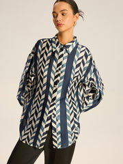 Print Oversized Satin Shirt
