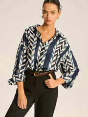 Print Oversized Satin Shirt