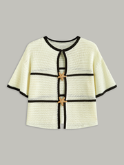 Contrast Trim Starfish Button Knitted Top