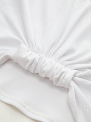 Ribbed V-Neck Knotted Crop Top