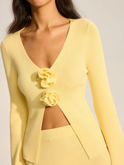 Floral Accent Cut-Out Sweater Co-ord