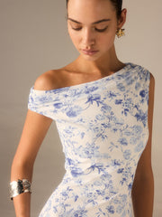 Floral Asymmetrical Drop Shoulder Maxi Dress