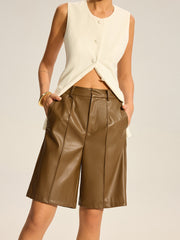 PU Leather Bermuda Shorts