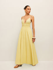 Spaghetti Strap Maxi Dress with Ruched Waist and Crisscross Back