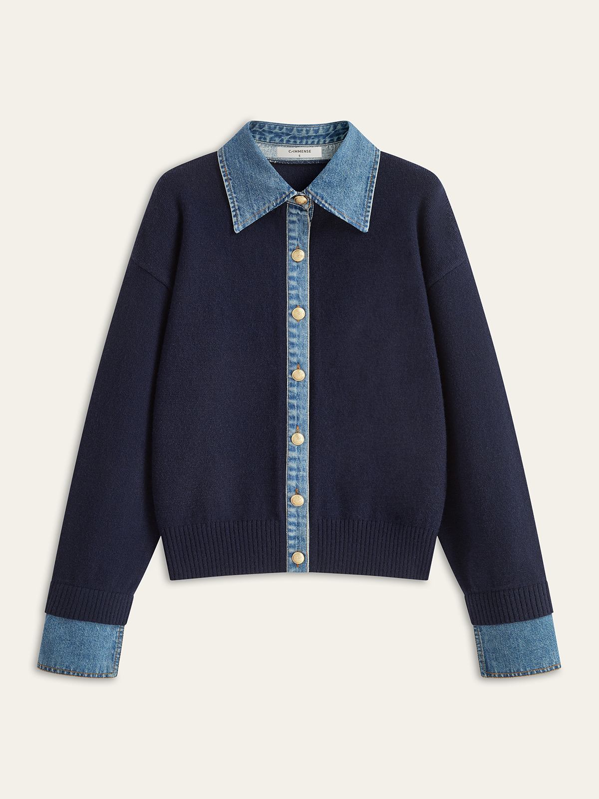 Denim Collar Buttoned Sweater