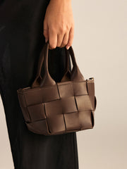 Faux Leather Woven Tote Bag